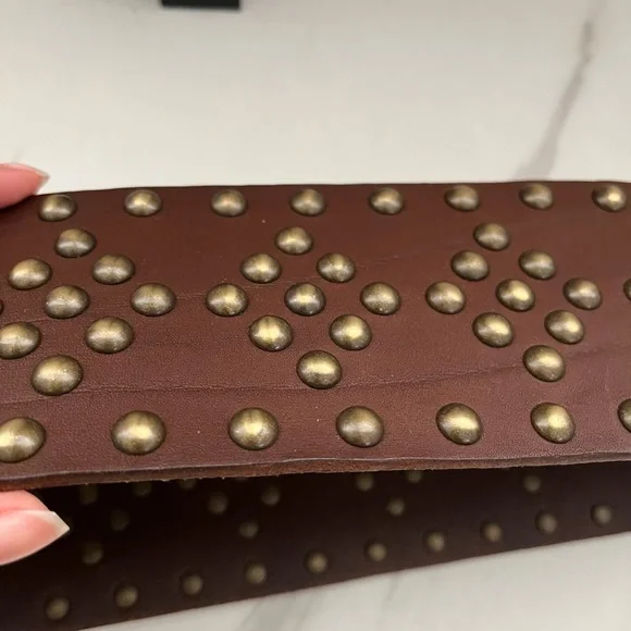 RARE Saint Laurent Brown Studded Belt RARE Saint Laurent Brown Studded Belt main image 2